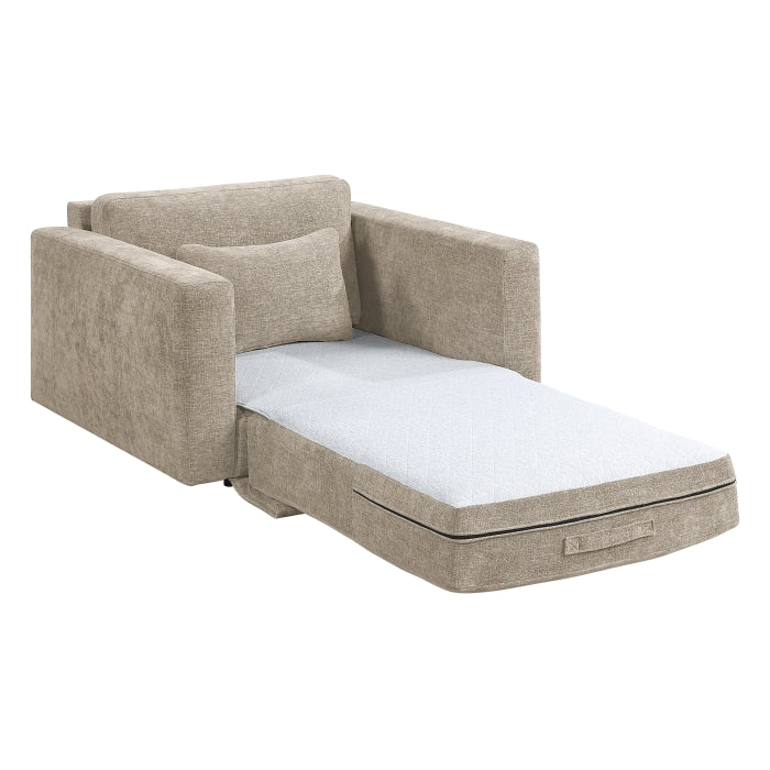 Cumulus Beige Convertible Sleeper Chair With Charging Ports