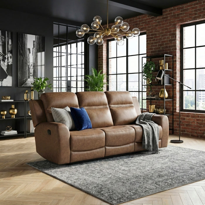 Hearth Brown Double Reclining Sofa