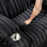 Phyllis Black Double Reclining Sofa With Cup Holders