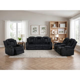 Phyllis Black Double Reclining Sofa With Cup Holders