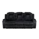 Phyllis Black Double Reclining Sofa With Cup Holders
