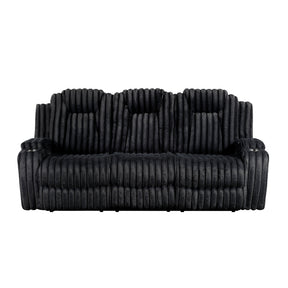 Phyllis Black Double Reclining Sofa With Cup Holders