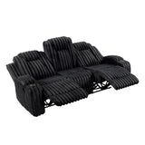 Phyllis Black Double Reclining Sofa With Cup Holders