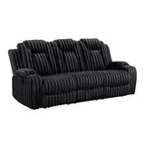 Phyllis Black Double Reclining Sofa With Cup Holders