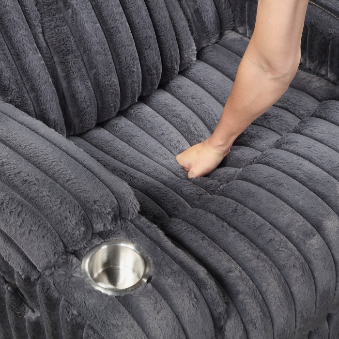 Phyllis Black Double Reclining Sofa With Cup Holders