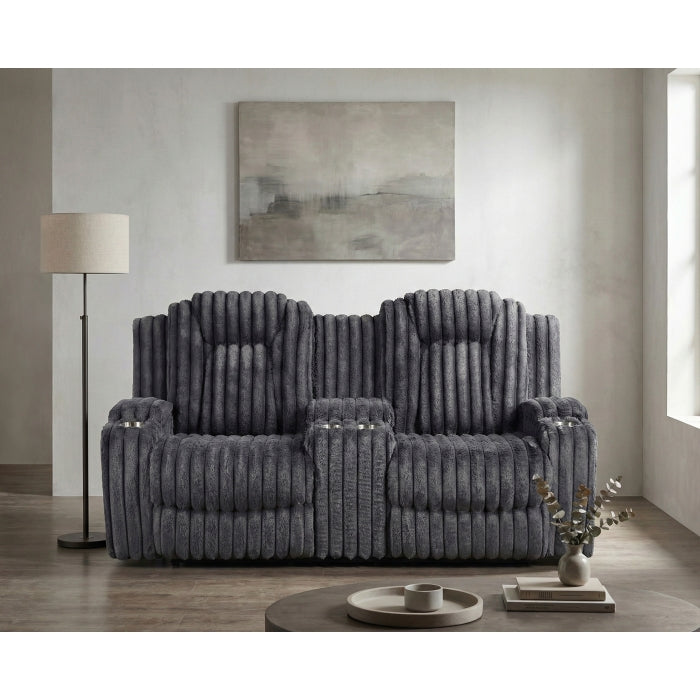 Phyllis Black Double Reclining Loveseat With Center Console And Cup Holders