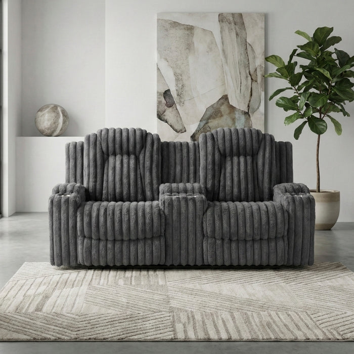Phyllis Black Double Reclining Loveseat With Center Console And Cup Holders