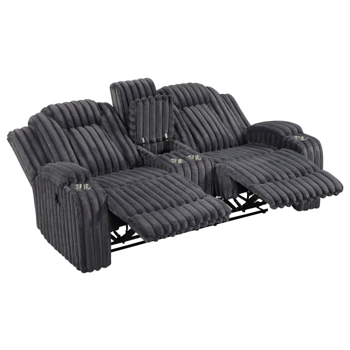 Phyllis Black Double Reclining Loveseat With Center Console And Cup Holders