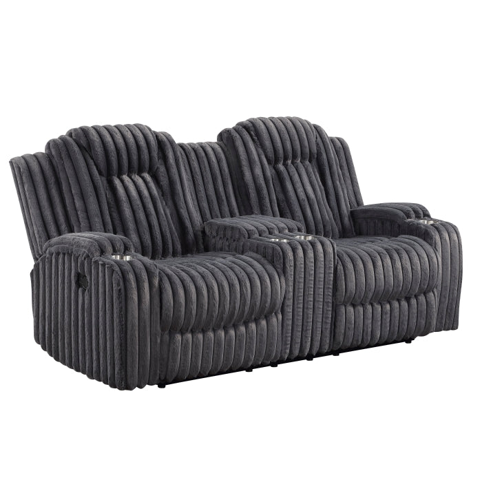 Phyllis Black Double Reclining Loveseat With Center Console And Cup Holders