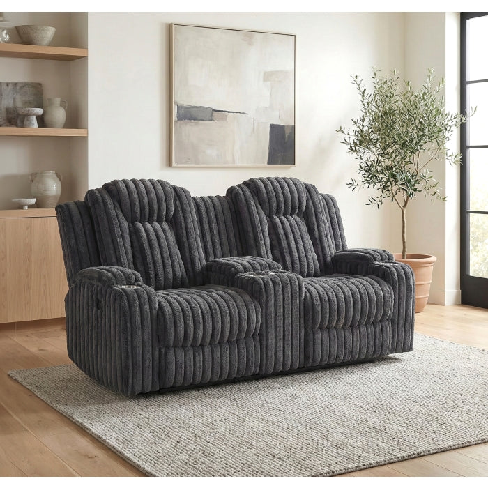 Phyllis Black Double Reclining Loveseat With Center Console And Cup Holders