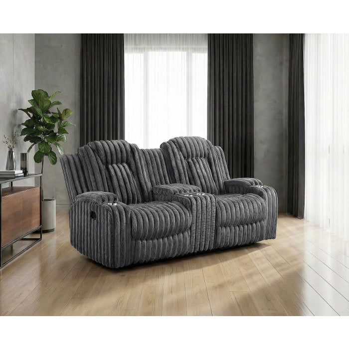 Phyllis Black Double Reclining Loveseat With Center Console And Cup Holders