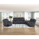 Phyllis Black Double Reclining Sofa With Cup Holders