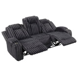 Phyllis Black Double Reclining Sofa With Cup Holders