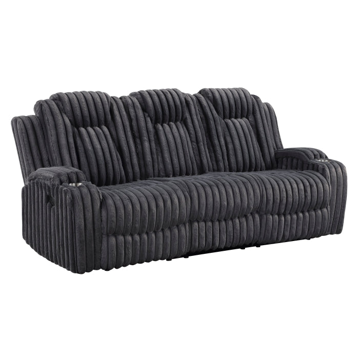 Phyllis Black Double Reclining Sofa With Cup Holders
