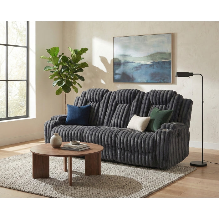 Phyllis Black Double Reclining Sofa With Cup Holders