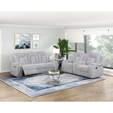 Phyllis White Double Reclining Sofa With Cup Holders