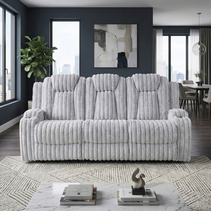 Phyllis White Double Reclining Sofa With Cup Holders