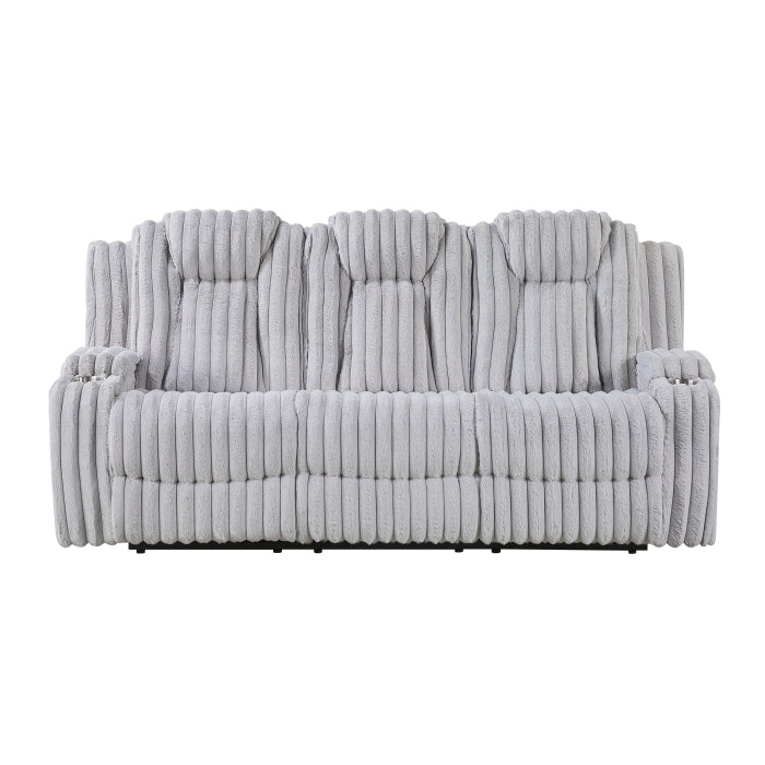 Phyllis White Double Reclining Sofa With Cup Holders