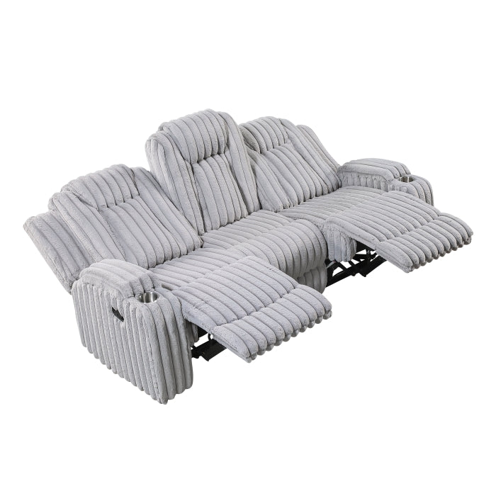 Phyllis White Double Reclining Sofa With Cup Holders