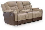 Mixed Motion Brownstone Power Reclining Loveseat with Console