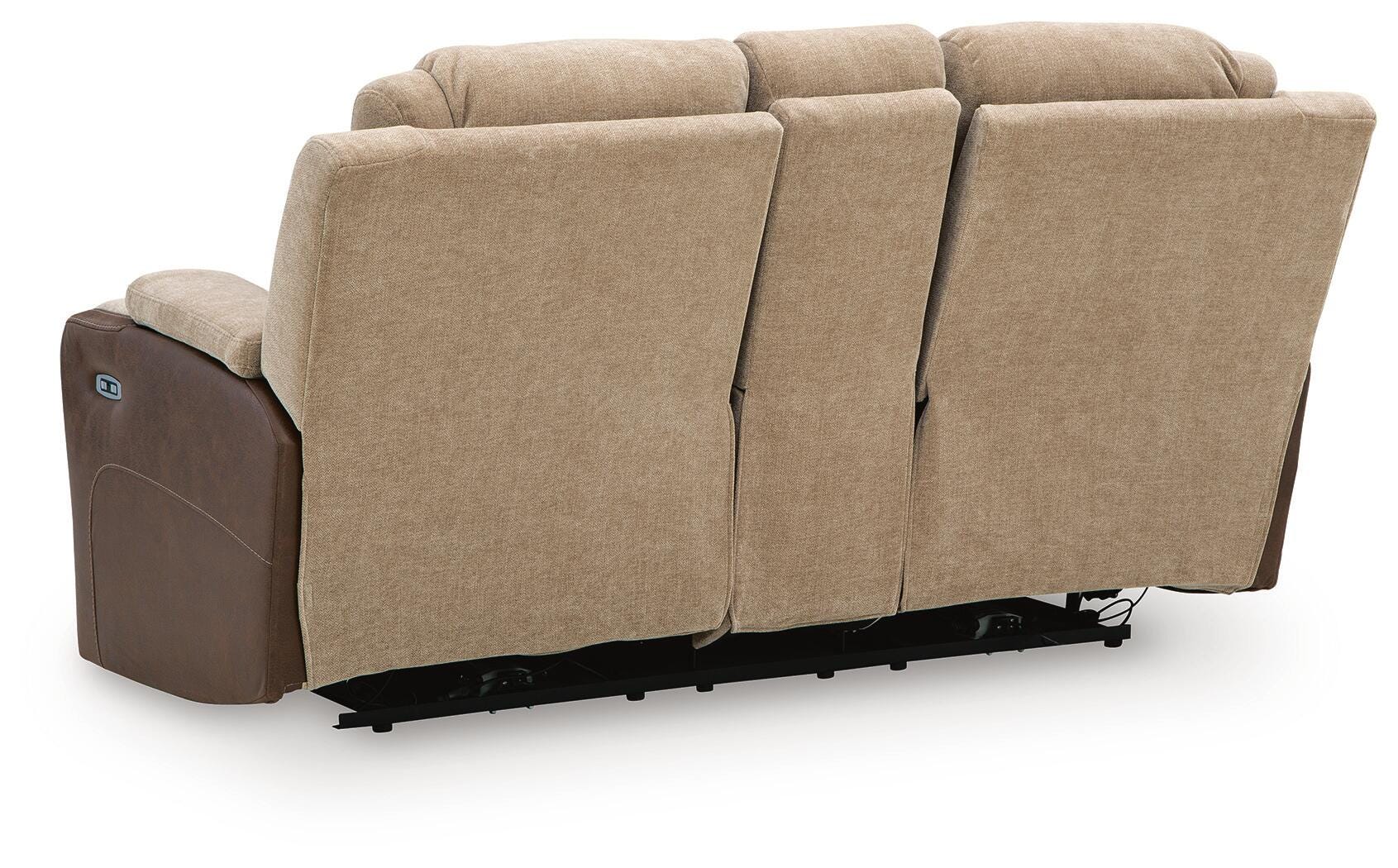 Mixed Motion Brownstone Power Reclining Loveseat with Console