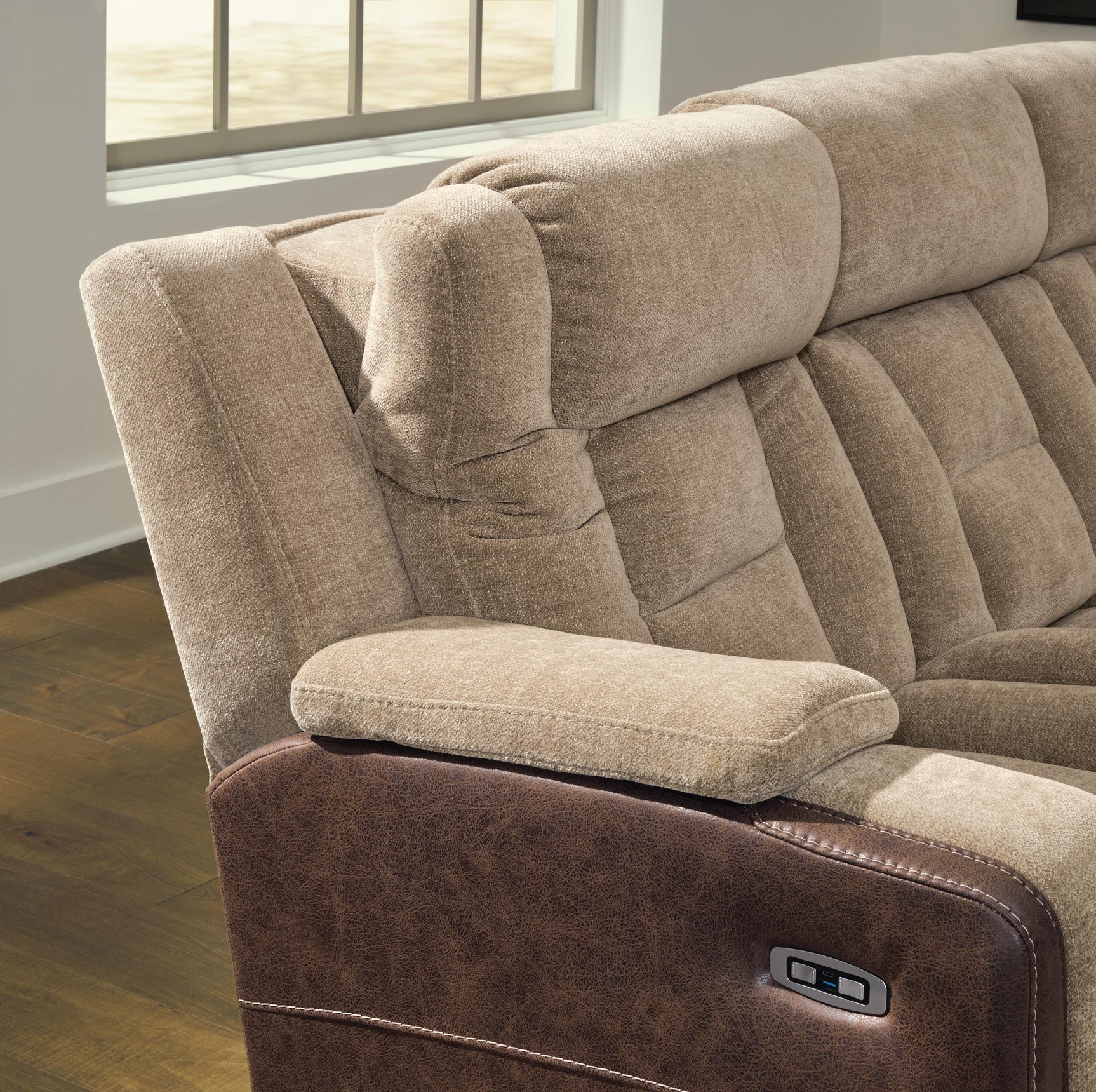 Mixed Motion Brownstone Power Reclining Sofa