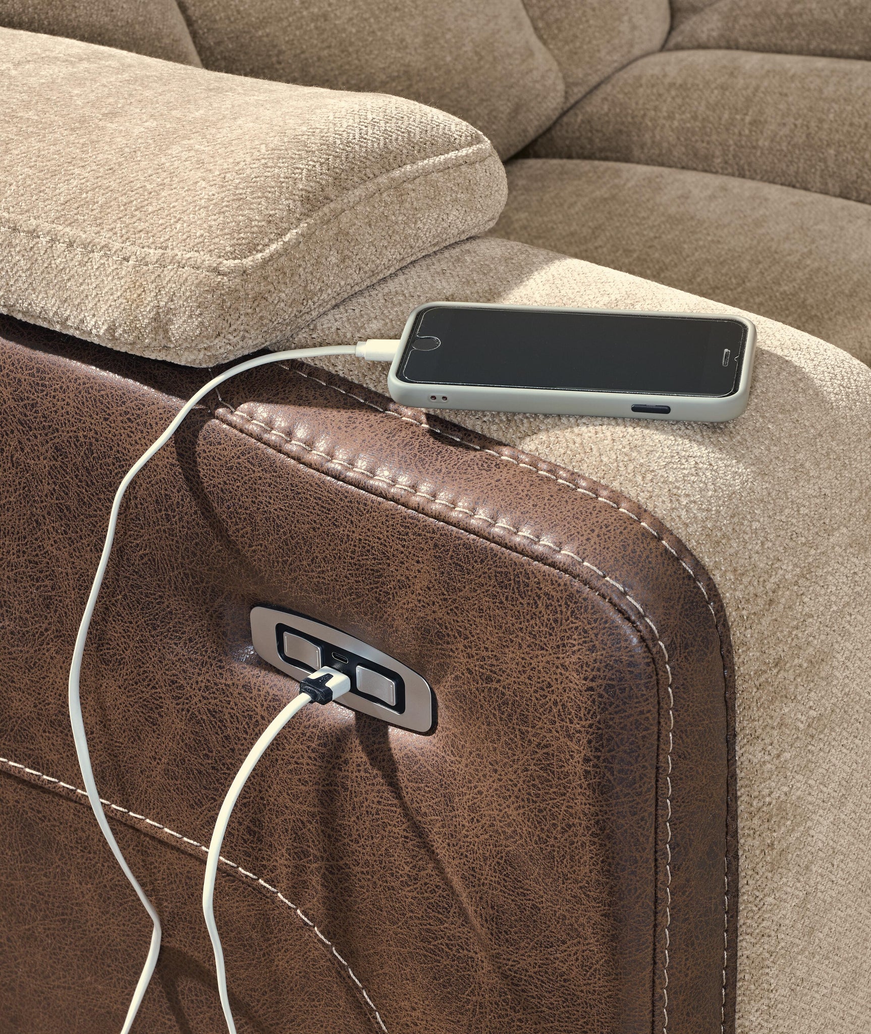 Mixed Motion Brownstone Power Reclining Sofa
