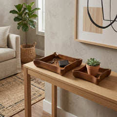 Mather Dark Brown Wooden Trays (Set of 2)