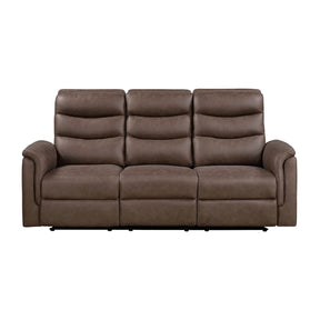 Metric Brown Double Reclining Sofa With Drop-down Cup Holders