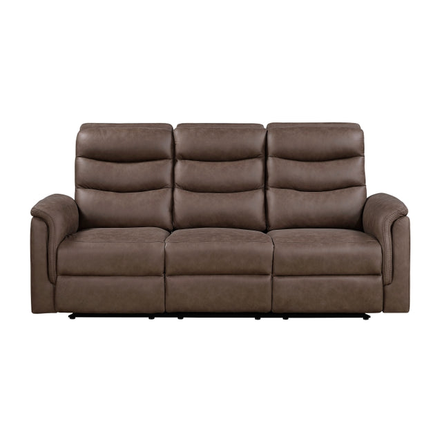 Metric Brown Double Reclining Sofa With Drop-down Cup Holders