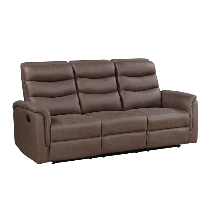 Metric Brown Double Reclining Sofa With Drop-down Cup Holders