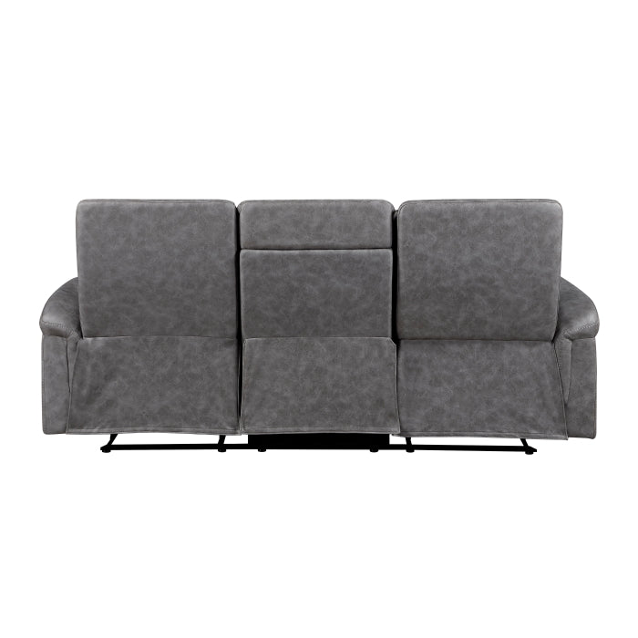 Metric Gray Double Reclining Sofa With Drop-down Cup Holders