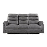 Metric Gray Double Reclining Sofa With Drop-down Cup Holders