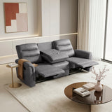 Metric Gray Double Reclining Sofa With Drop-down Cup Holders