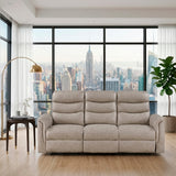 Metric Beige Double Reclining Sofa With Drop-down Cup Holders