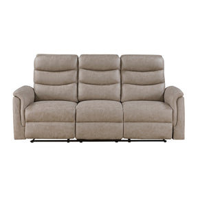 Metric Beige Double Reclining Sofa With Drop-down Cup Holders