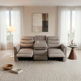Metric Beige Double Reclining Sofa With Drop-down Cup Holders