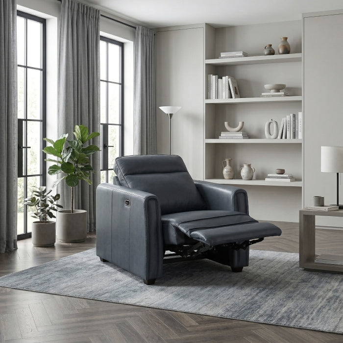 Equinox Gray Power Reclining Chair With Rounded Track Arms