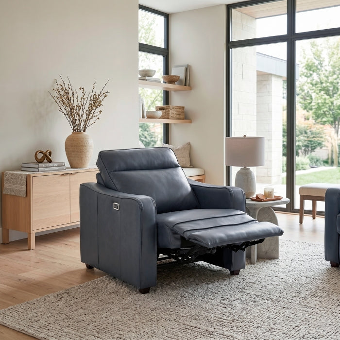 Equinox Gray Power Reclining Chair With Curved Track Arms