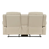 Nest Beige Double Reclining Loveseat With Center Console And Receptacles