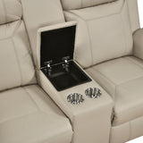 Nest Beige Double Reclining Loveseat With Center Console And Receptacles