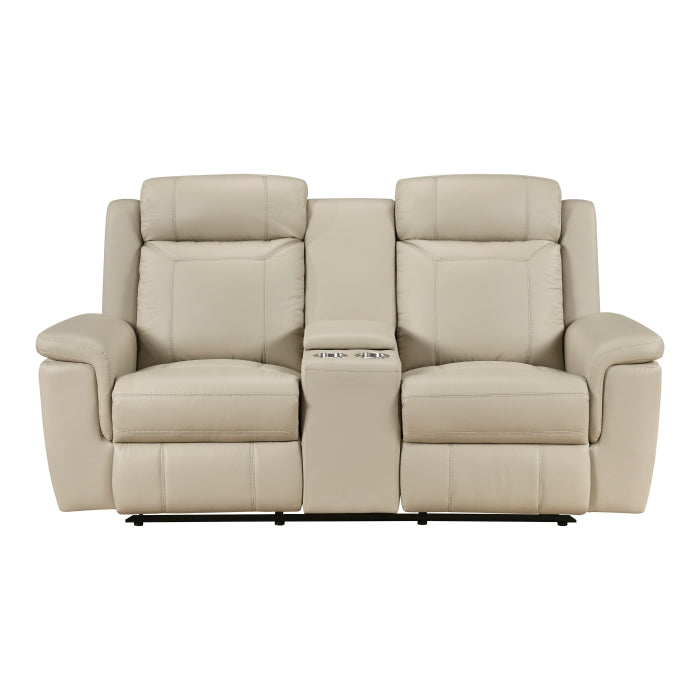 Nest Brown Double Reclining Loveseat With Center Console And Receptacles