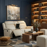 Nest Beige Double Reclining Loveseat With Center Console And Receptacles