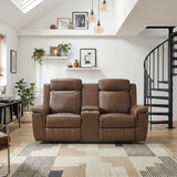 Nest Brown Double Reclining Loveseat With Center Console And Receptacles
