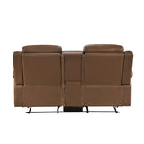 Nest Brown Double Reclining Loveseat With Center Console And Receptacles