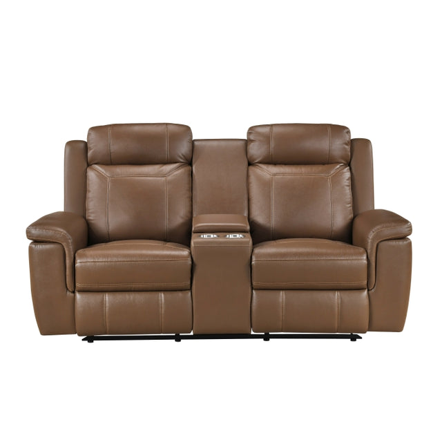 Nest Black Double Reclining Loveseat With Center Console And Receptacles