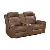 Nest Brown Double Reclining Loveseat With Center Console And Receptacles