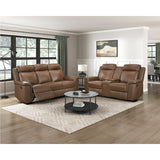 Nest Brown Double Reclining Loveseat With Center Console And Receptacles