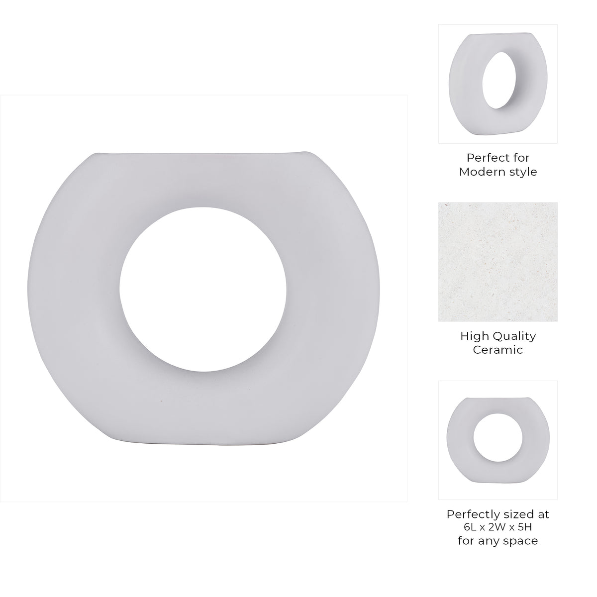 Calville White Ceramic Donut Vase