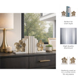 Rosamond Gold/White Flower Acrylic Orb Bookends (Set of 2)